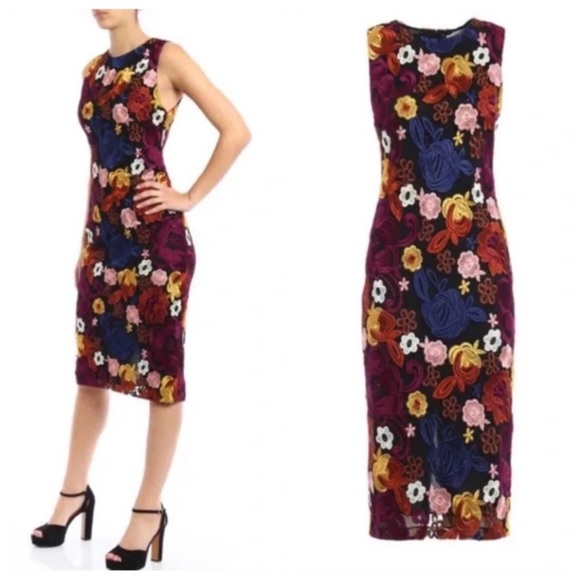 Alice + Olivia Nat Floral Embroidered Midi Dress - Picture 2 of 6